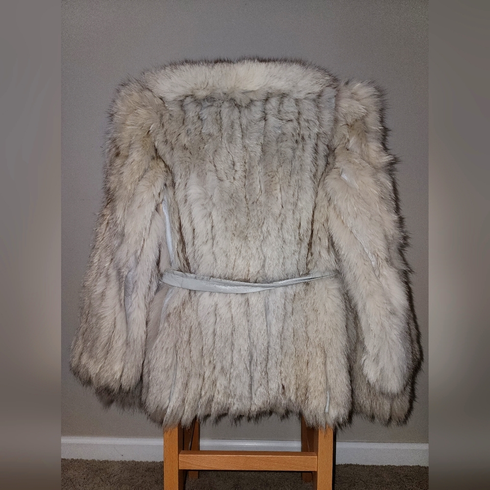 RARE RETRO VINTAGE BLUE FOX REAL FUR COAT JACKET WINTER STYLISH SM/MED